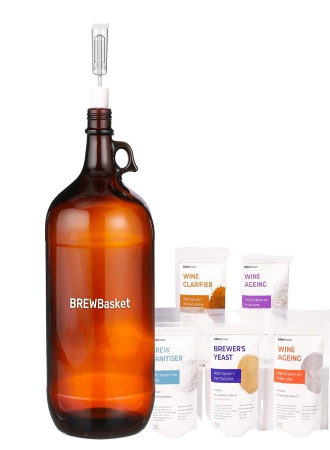 BREWBasket قارورة تخمير سعة 4 لترات من BREWBasket، لوازم صناعة النبيذ، دليل الوصفات | خميرة، مطهر، كامبدن، مُصفّي - Image 1